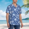 thumbnail image 3 of Fotbe whiet Snowflake blue background Camisa Hawaiana para Hombre Unisex – Camisa Casual de Verano con Botones de Manga Corta de Algodón y Lino,Medium, 3 of 7