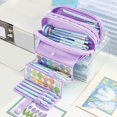 thumbnail image 5 of Large Pencil Case Big Capacity Pen Pouch With 3 Compartments Pencil Bag With Zipper Organizer Makeup Bag, 5 of 5