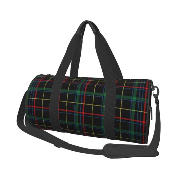 Balery Buffalo Plaid Dark Green Bolsa de Gimnasio para Mujeres y Hombres, Bolsa de Viaje Impermeable, Bolsa de Fin de Semana con Compartimento para Zapatos y Bolsillo Húmedo