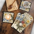 thumbnail image 5 of Vintage Flower Kitchen Oven Mitt and Pot Holder Sets 4 Pcs for Baking, Cooking and Grilling, Heat Resistant Up To 392 °F, 5 of 7