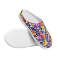 thumbnail image 3 of Daiia The Garden Tricolor Pansy Flower Print Women’s Fuzzy Slippers Memory Foam Lightweight House Shoes Cozy Loafer Flannel House Shoes-44/45, 3 of 7