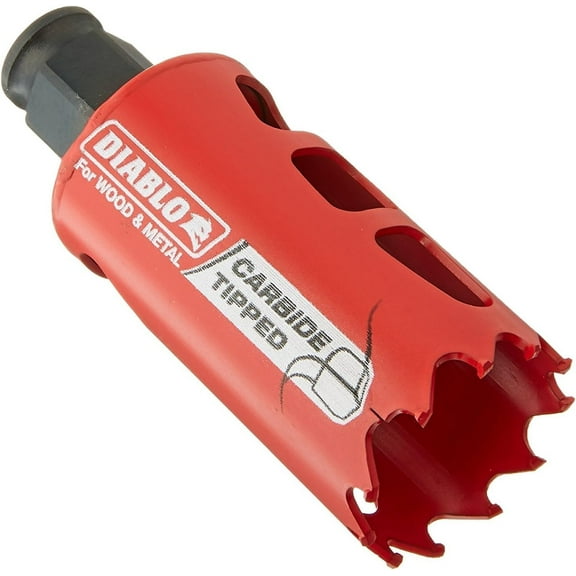 Diablo Carbide Teeth Hole Saw for Wood and Metal - Fits with Snap - Lock Plus Mandrel System, Tool-Free Plug Ejection - 1-3/8" Diameter, 2-3/8" Length - DHS1375CT