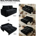 thumbnail image 3 of 70.9”W Big Full Size Futon Sofa Bed, Convertible Sleeper Sofa Bed with 2 in 1 Pillow and Blanket, 2 Seater Pull Out Couch, Comfy Velvet Couches for Living Room, Small Space, Apartment, Black, 3 of 9