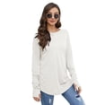 thumbnail image 4 of Fangetey Women's casual long sleeved top round neck round hem loose tee belted top with thumb hole, 4 of 4