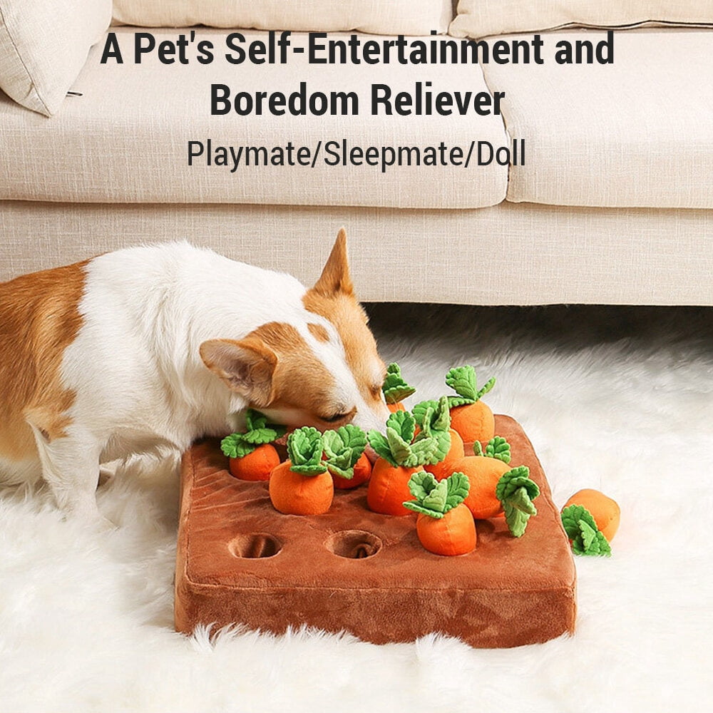 Carrot Interactive Dog Carrot Plush Toy Enrichment Dog Snuffle Puzzle Toys Cute Carrot Harvest Toy Pet Interactive Puzzle IQ Toy for Dogs and Cats