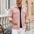 thumbnail image 5 of DPTALR Men's Casual Solid Color Turndown Collar Long Sleeve Shirt with Pockets,Pink,Big and Tall Men XL, 5 of 9