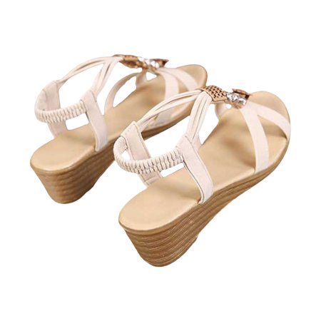 

LIANGP Women s Sandals Ladies Sandals Flat Bohemian Female Summer Wild Skewers Beaded Anti Landslide And Open Toe Sand Slippers Women s Shoes Beige Size 5.5