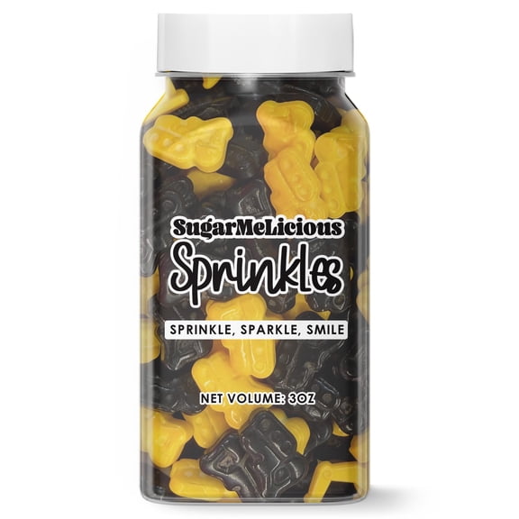 SugarMeLicious Excavator Shaped Sprinkles, Edible Construction Vehicle Decorations for Cakes Cupcakes Cookies and Desserts, Construction Theme Baking Sprinkles, 3 Ounce Jar