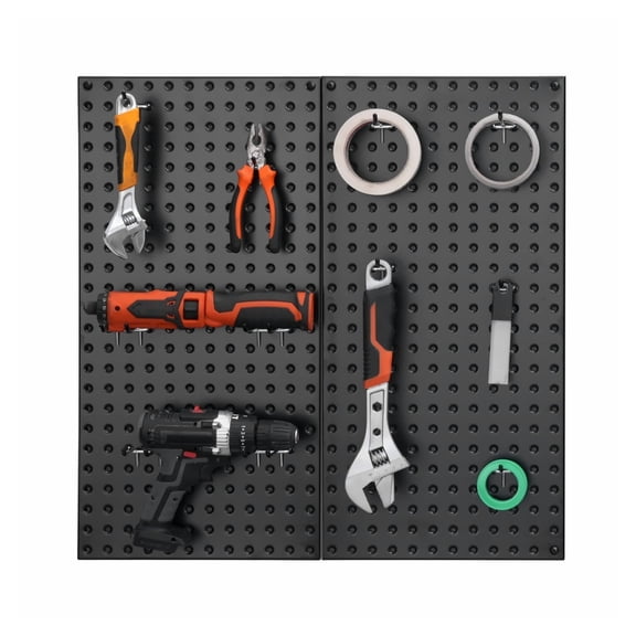 Metal Pegboard Panels 2-Pack, 24x12 Inch Wall Organizer for Garage, Tool Storage, Workshop, Heavy Duty Steel, Includes Mounting Hardware