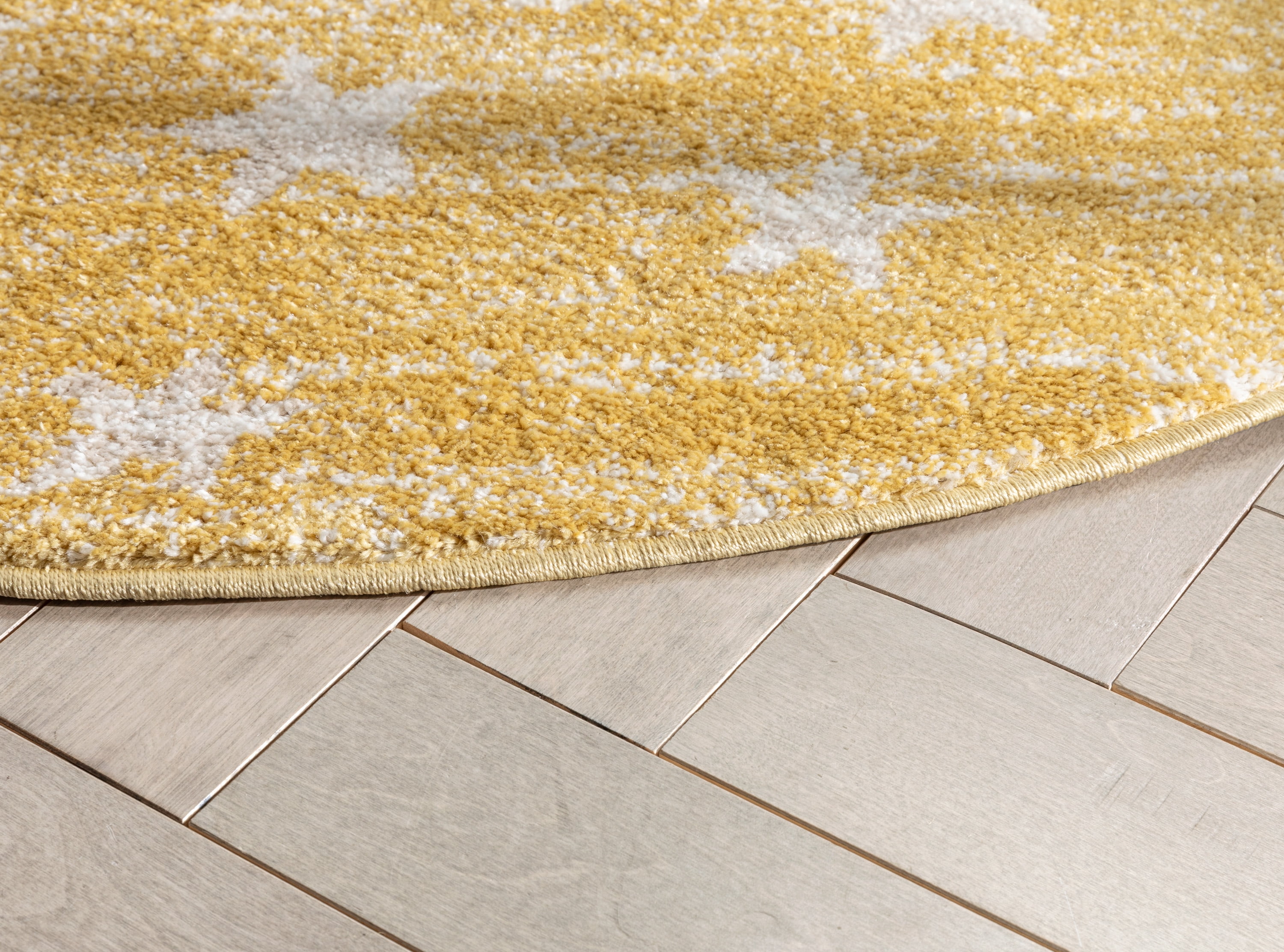 Well Woven Kennedy Stars Modern Abstract Yellow 4' Round Rug