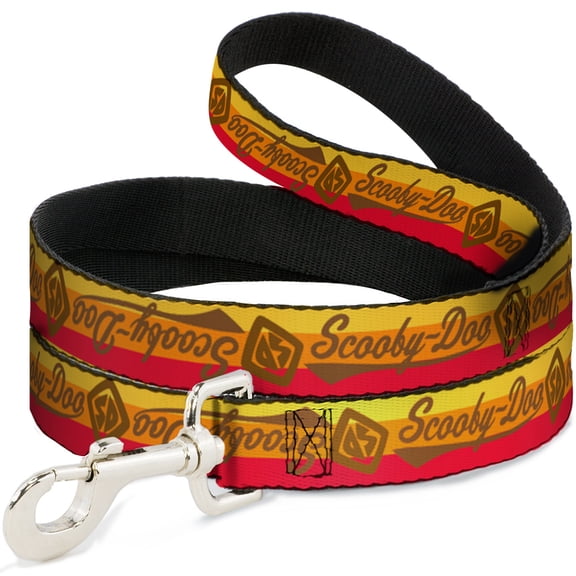 Scooby Doo Pet Leash, Dog Leash, Scooby Doo Script Sd Icon Stripe Yellow Orange Red Brown, 4 Feet Long 0.5 Inch Wide