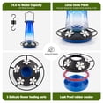 thumbnail image 3 of Kingsyard 18.6 oz Blue Glass Hummingbird Feeder, 5 White Ports, Ant Moat Included, 3 of 8
