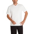 thumbnail image 4 of hajo Camiseta de hombre, pack de 4 - Básica, manga corta, cuello en V, algodón, uni Blanco L (Large), 4 of 4