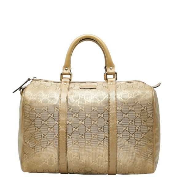 Pre-Owned Gucci GG Crystal Mini Boston Handbag 193603 Gold Leather Women's GUCCI (Good)