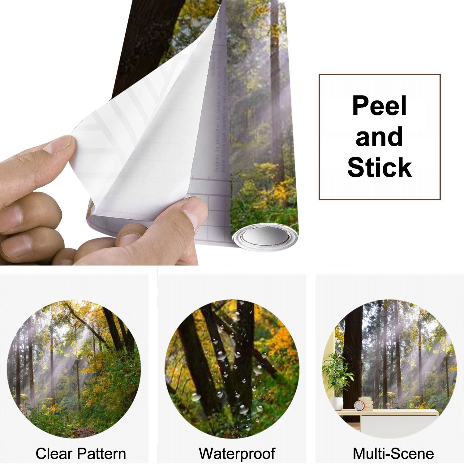 Peel and Stick Wallpaper sun shines lines those forests that used to be dense forests Modern Art Wall Mural Decor Self Adhesive and Removable 69in x 98in
