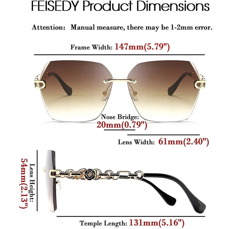 FEISEDY Classic Rimless Sunglasses Women Metal Frame Diamond  display picture 1