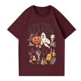 thumbnail image 4 of Halloween Shirts Women Oversized Spooky Season Ghost T-Shirt | Oversized Halloween Shirts for Women Funny Pumpkin Ghost Skull Graphic Tees Fall Casual Short Sleeve Tops Wine L, 4 of 5