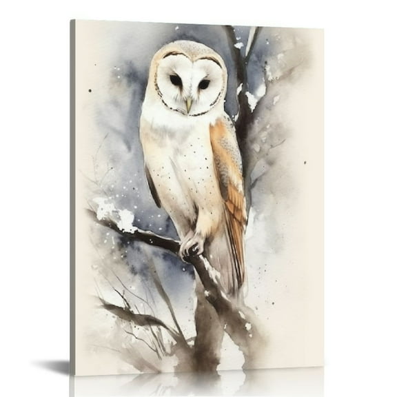 COMIO  Perched Barn Owl Wildlife Canvas Wall Art
