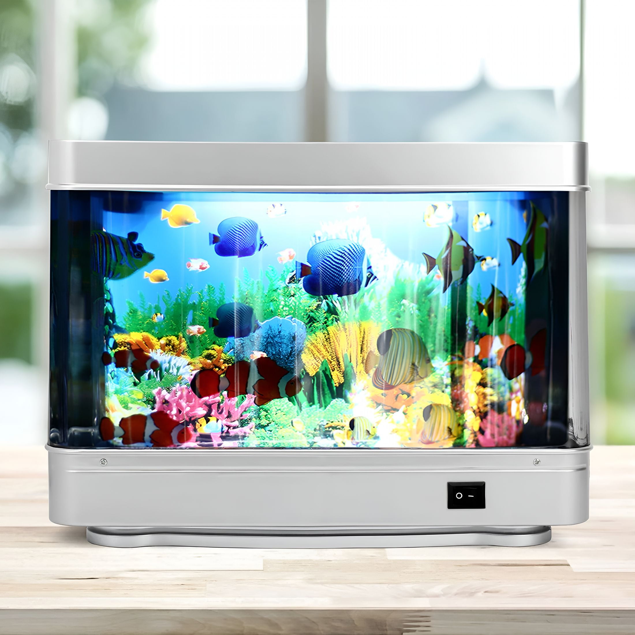 HIBIBUD Sensory Artificial Aquarium Lamp – LED Virtual Fake Fish Tank with Moving Marine Life Animation Ocean in Motion– Relaxing Ocean Scene Night Light for Kids and Adults