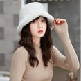 thumbnail image 6 of SikaFu Fashion Women Hat Ladies Thick Warm Autumn Winter Hat Female Flat Top Elegant Bucket Cap Packable Soft Fleece Bucket Hat, 6 of 6
