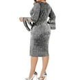 thumbnail image 4 of ORQ Women Mesh V-Neck Flare Sleeve Solid Large Size Dress, 4 of 5