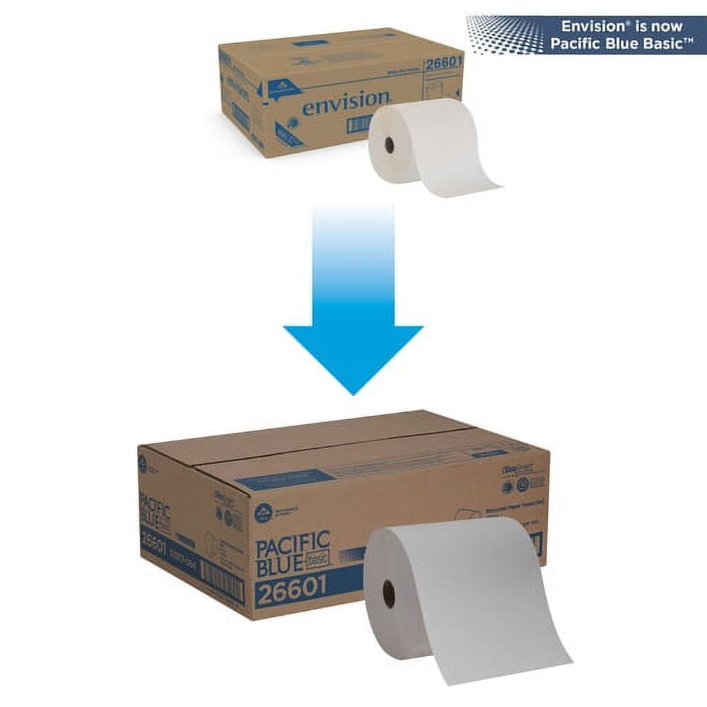 Pacific Blue Basic Recycled Paper Towel Roll by GP PRO 1 Ply - 7.88" x 800 ft - White- 6 / Carton