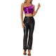 thumbnail image 2 of Top Corto Metálico para Mujeres de Un Hombro para Fiesta de Halloween Ropa de Club Brillante Holográfico Tops de Tanque L Púrpura, 2 of 6