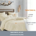 thumbnail image 3 of Swift Home Ultra Soft Crinkled Texture Pre-Washed Duvet Cover & Sham Set (Comforter not Included), Twin/Twin XL (68"x 90"), Sweet Cream, 3 of 5