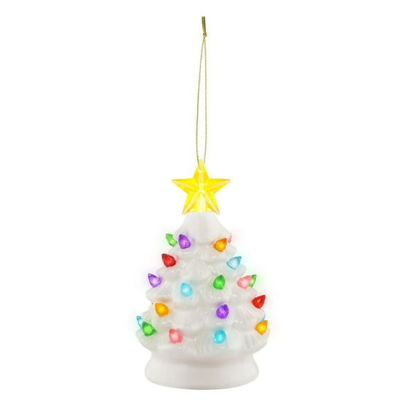 Ornement d'arbre illuminé en céramique nostalgique Mr. Christmas de 5 po, blanc