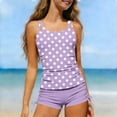 thumbnail image 4 of Hellosay Girls Swimsuits 14-16 with Shorts 2 Piece Padding Adjustable Straps Tankini Polka Dots Bathing Suit Swim Wear, 4 of 8