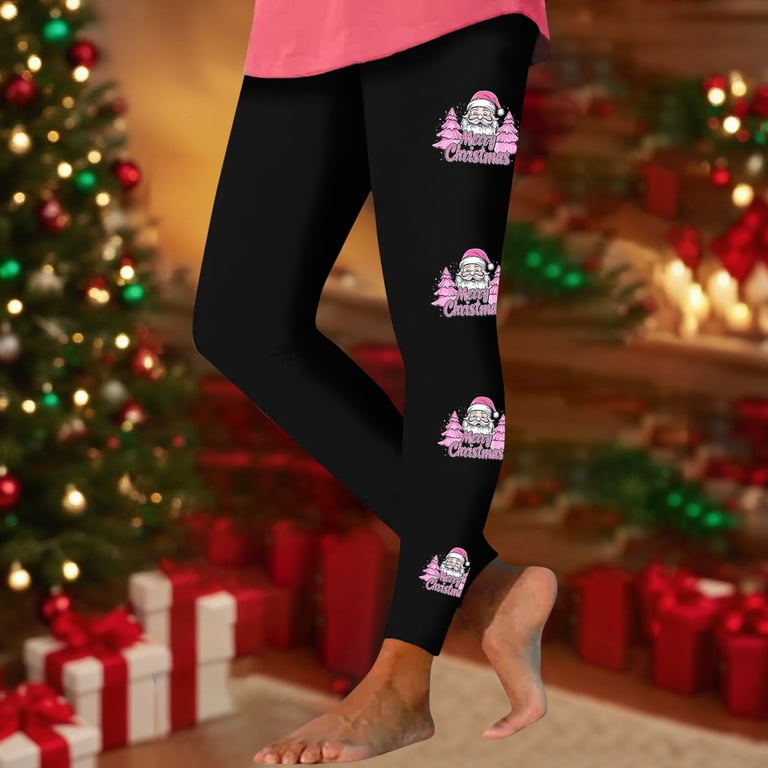 Yoga Leggings Christmas Fitness Leggings QATAINLAV Women's Leggings Christmas Fashion Graphic Tight Trousers High  Waisted Tummy Control Workout Yoga Pants, Pink, XXL