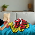 thumbnail image 3 of Chill Soft Flannel Fleece Throw Blanket, Pop Art Composition with Speech Bubble Retro Letters Heart Balloons, Cozy Plush for Indoor and Outdoor Use, 50" x 60", Blue Yellow Vermilion, by Ambesonne, 3 of 5