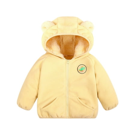 

ZMHEGW Kids Toddler Jacket Boys Girls Winter Coat Bear Ears Hooded Thicken Windproof Warm Outwear Fall Outfits 2-3 Years