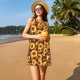 thumbnail image 3 of Balery Vintage Brown Plaid Sunflower Vestidos de verano para mujer con estampado: vestido holgado sin mangas, vestido playero informal y cómodo para días calurosos., 3 of 7