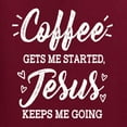 thumbnail image 5 of Wild Bobby Coffee Gets Me Started Jesus Keeps Me Going Inspirational/Christian Men Long Sleeve Shirt, Maroon, 3X-Large, 5 of 5