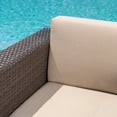 thumbnail image 5 of Cascada Outdoor 4 Piece Wicker Club Chair Set with Cushions and Grey Firepit, Dark Brown, Beige, 5 of 10