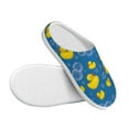 thumbnail image 3 of Daiia Rubber Duck Print Women’s Fuzzy Slippers Memory Foam Lightweight House Shoes Cozy Loafer Flannel House Shoes-39/40, 3 of 7