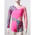 thumbnail image 4 of iiniim Kids Girls One Piece Gymnastics Leotard Long Sleeve Ballet Dance Bodysuit Short Unitard Size 4-14 Pink Leopard 8, 4 of 7