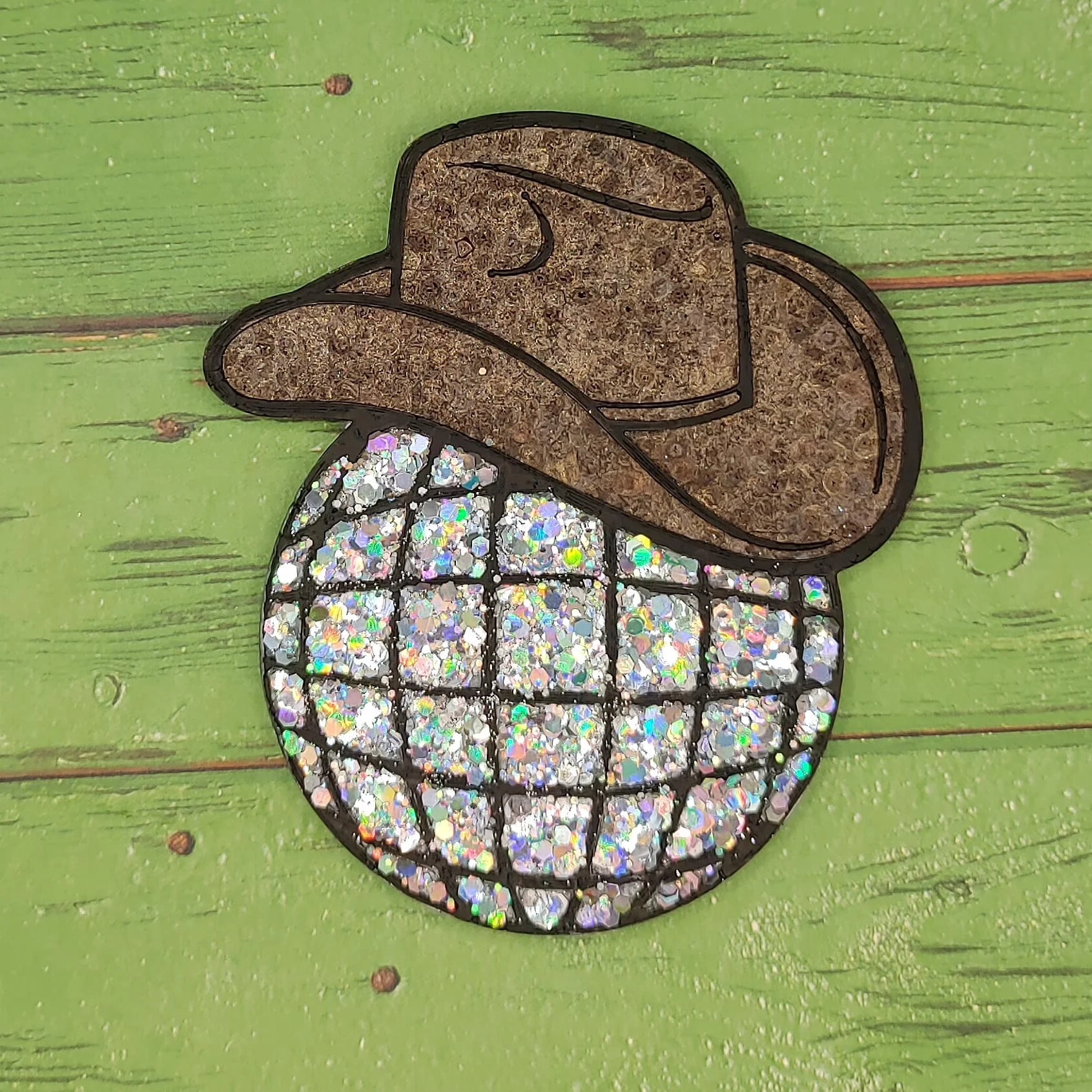 Disco Ball with Cowboy Hat Silicone Freshie Mold