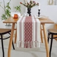 thumbnail image 1 of Camino de mesa de rayas con borlas tejidas a mano, moderno y sencillo, para el hogar, mesa de comedor, toalla para mueble de TV, funda para mesa de café, 1 of 5