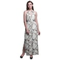 thumbnail image 1 of Bimba Bird Women Printed Crew Neck Side Slits Halter Dress Long Evening Gown-Small, 1 of 6
