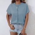 thumbnail image 5 of Antinious Summer Tops for Women Trendy,Sweatshirt for Women,Ladies Solid Crewneck Short Sleeved T-shirt,Light Blue,XL, 5 of 5