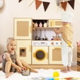 thumbnail image 4 of Costway Wooden Kids Kitchen Playset Pretend Play Kitchen with Real Sounds Lights Yellow, 4 of 10