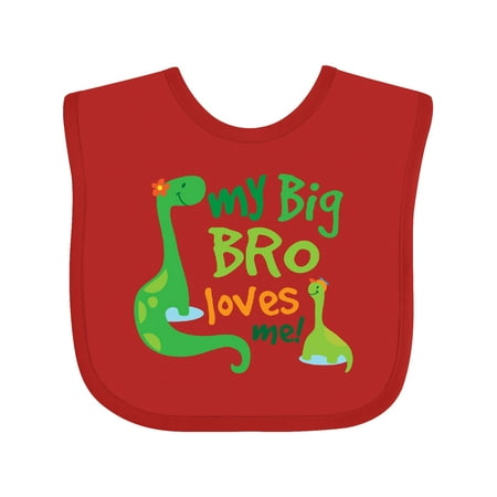 

Inktastic My Big Bro Loves Me Dinosaur Brother Gift Baby Boy Bib