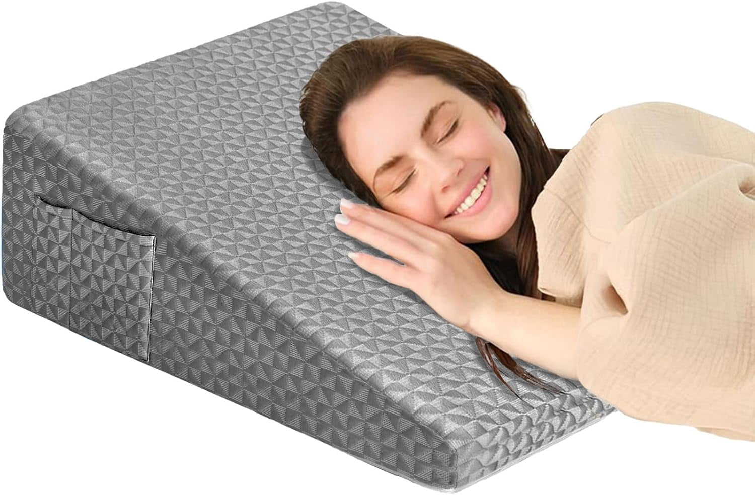 Wedge Pillow for Sleeping 7.5 Inch Bed Incline Support Memory Foam for Back Pain Relief and Leg Elevation Post Surgery