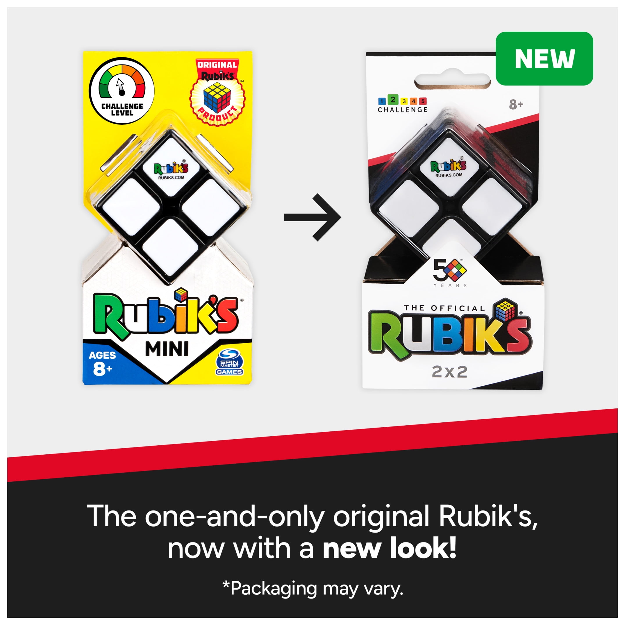 Rubik's Mini, Original 2x2 Rubik's Cube 3D Puzzle Fidget Cube