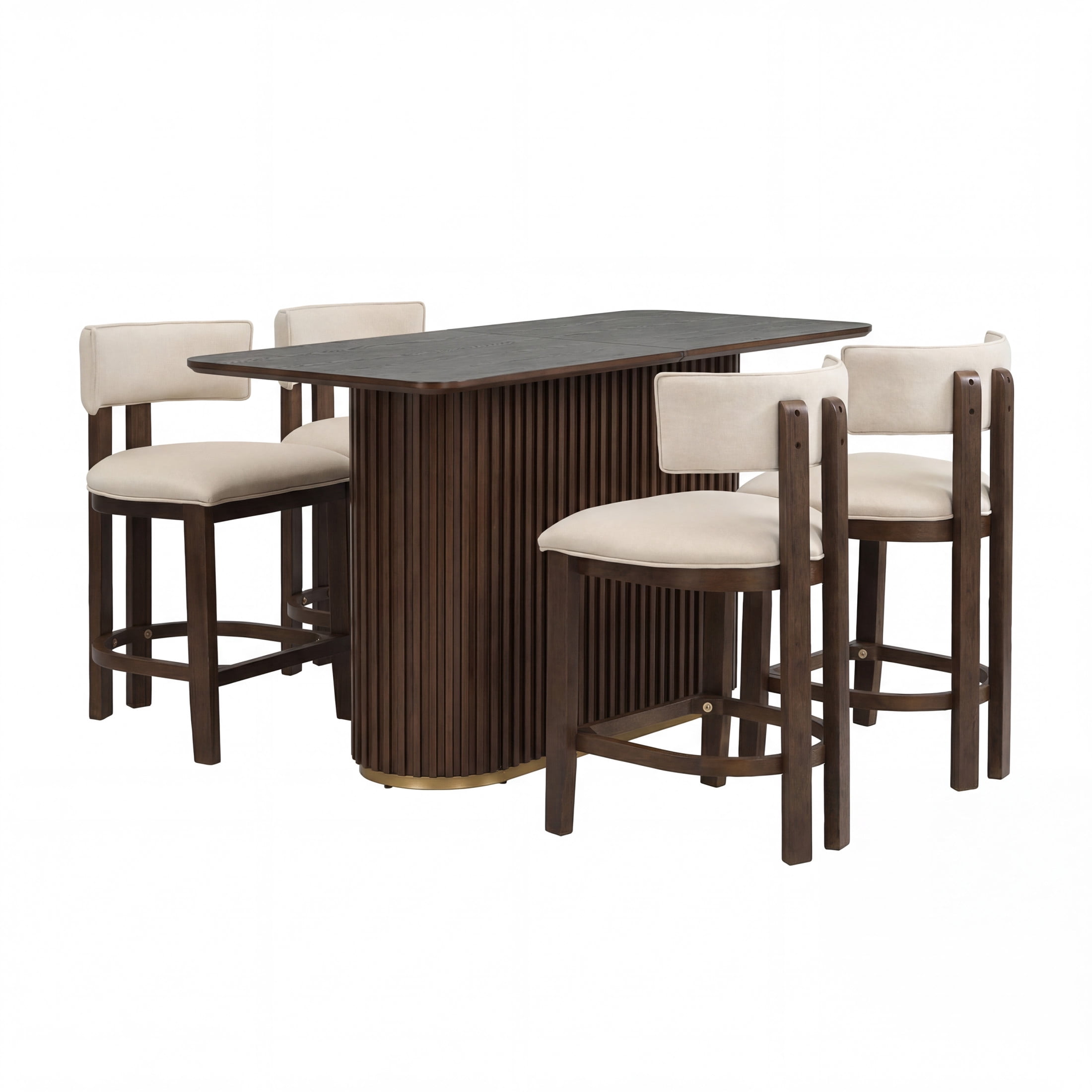 Christopher Knight Home 5-Piece Modern Counter Height Dining Table with Armless Bar Stools, Walnut