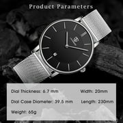 A ALPS Mens Watches Fashion Quartz Mens Watches Ultra Thin Minimalist Wristwatches with Stainless Steel Strap Gift for Man Fathers Day Gifts