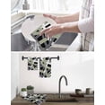 thumbnail image 5 of Sage Green Black Geometric Kitchen Dish Towels for Drying Dishes Set of 2, Modern Art Abstract Grey Line Waffle Weave Microfiber Hand Tea Bathroom Towels Quick Dry & Absorbent Towel 12x12, 5 of 7