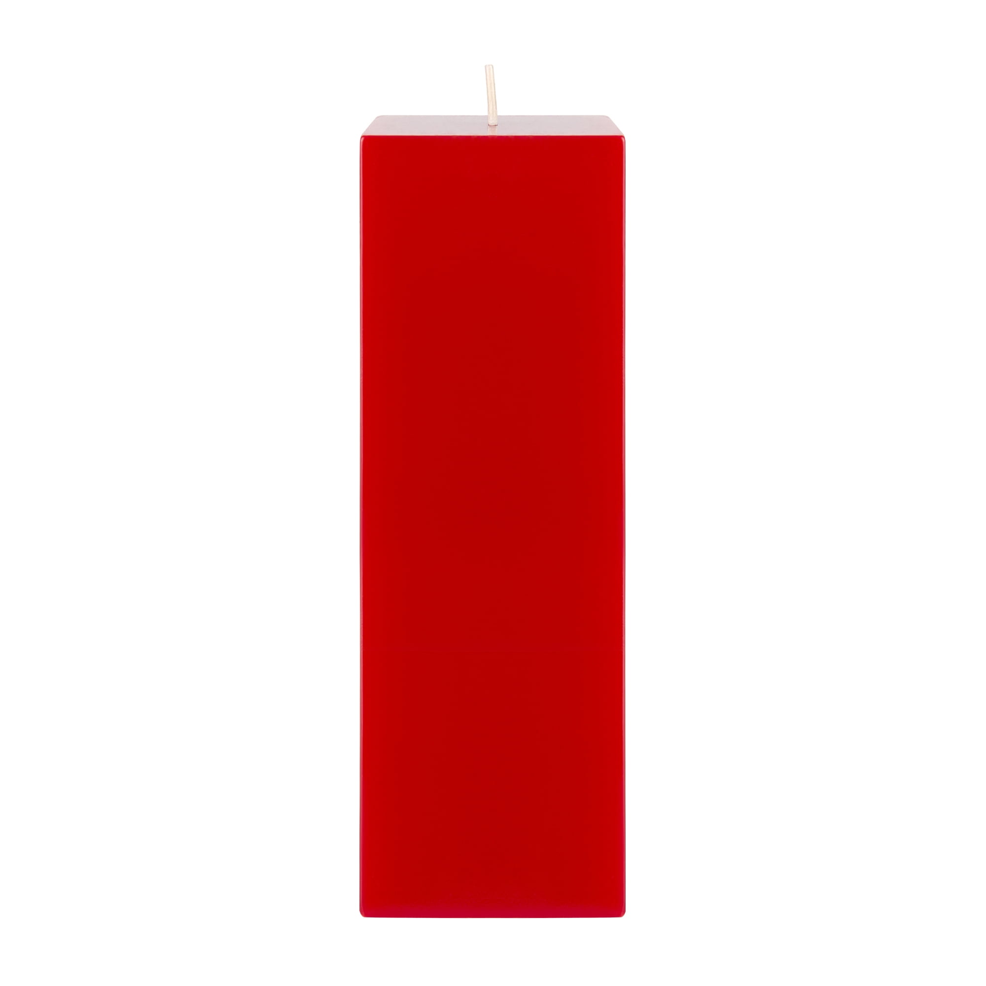 Mega Candles 1 pc Unscented Red Square Pillar Candle, Hand Poured